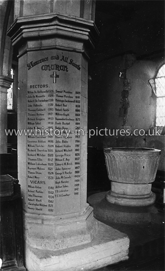 St. Laurence and All Saints Church, List of Rectors, Eastwood, Essex. c.1918